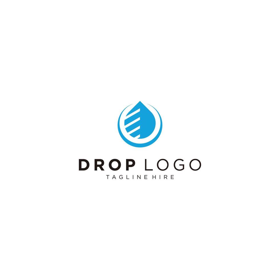 Water drop Logo design vector template Linear style. Blue Droplet lines aqua Logotype icon