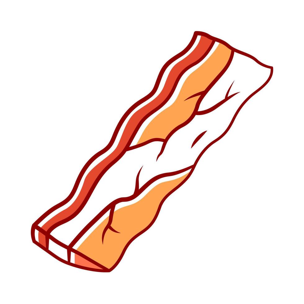 Grilled bacon color icon. Butchers meat. Roasted sowbelly. Piece of lard. Yummy rasher. Meat production and sale. Butchery business. Isolated vector illustration