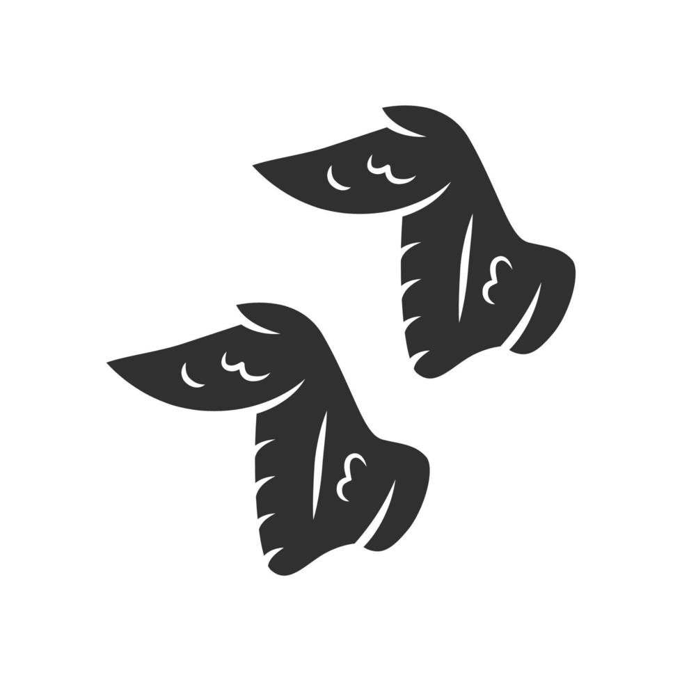 Chicken wings glyph icon. Butchers meat. Meat production and sale. Protein source. Butchery business. Silhouette symbol. Negative space. Vector isolated illustration