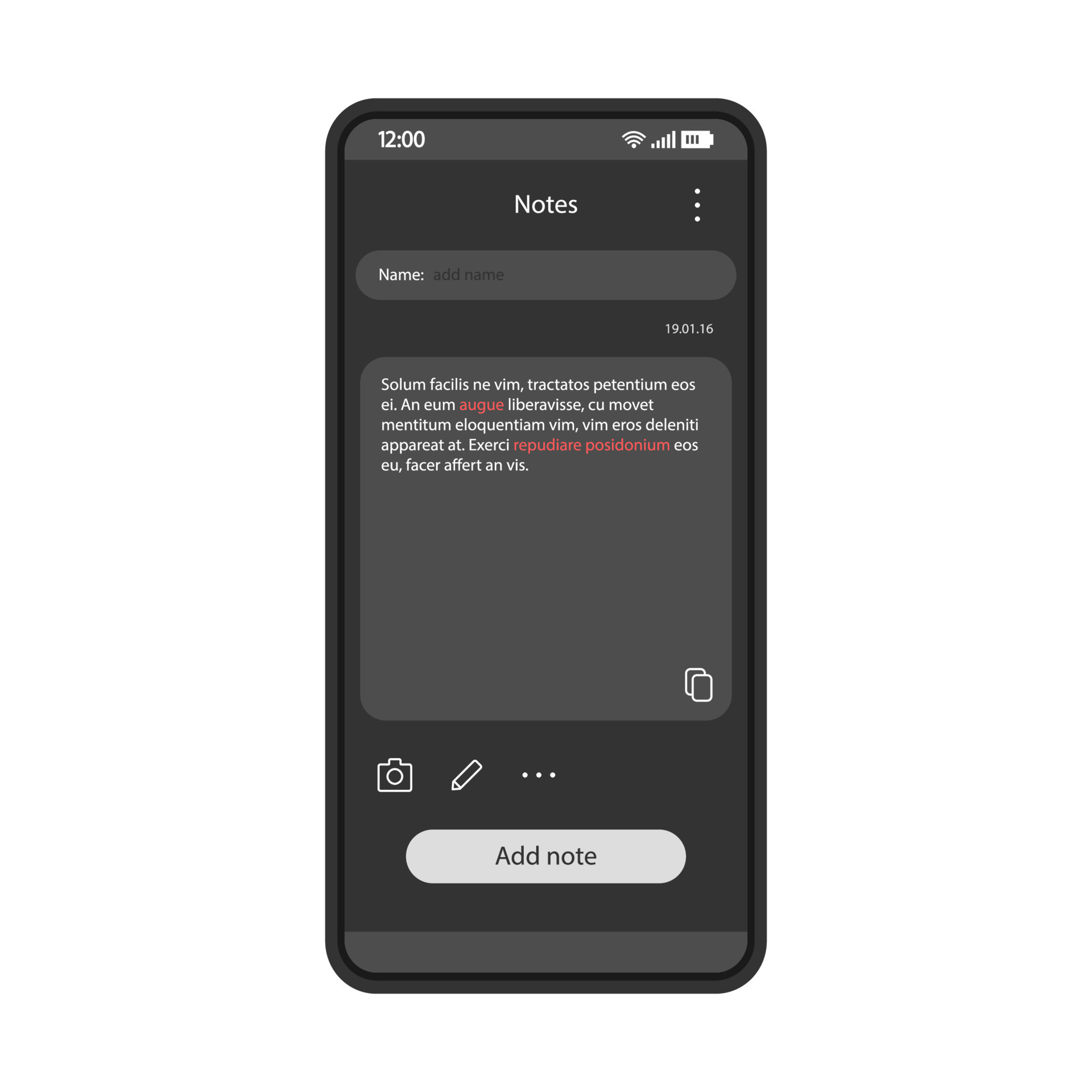 note-taking-app-interface-vector-template-mobile-app-interface-black