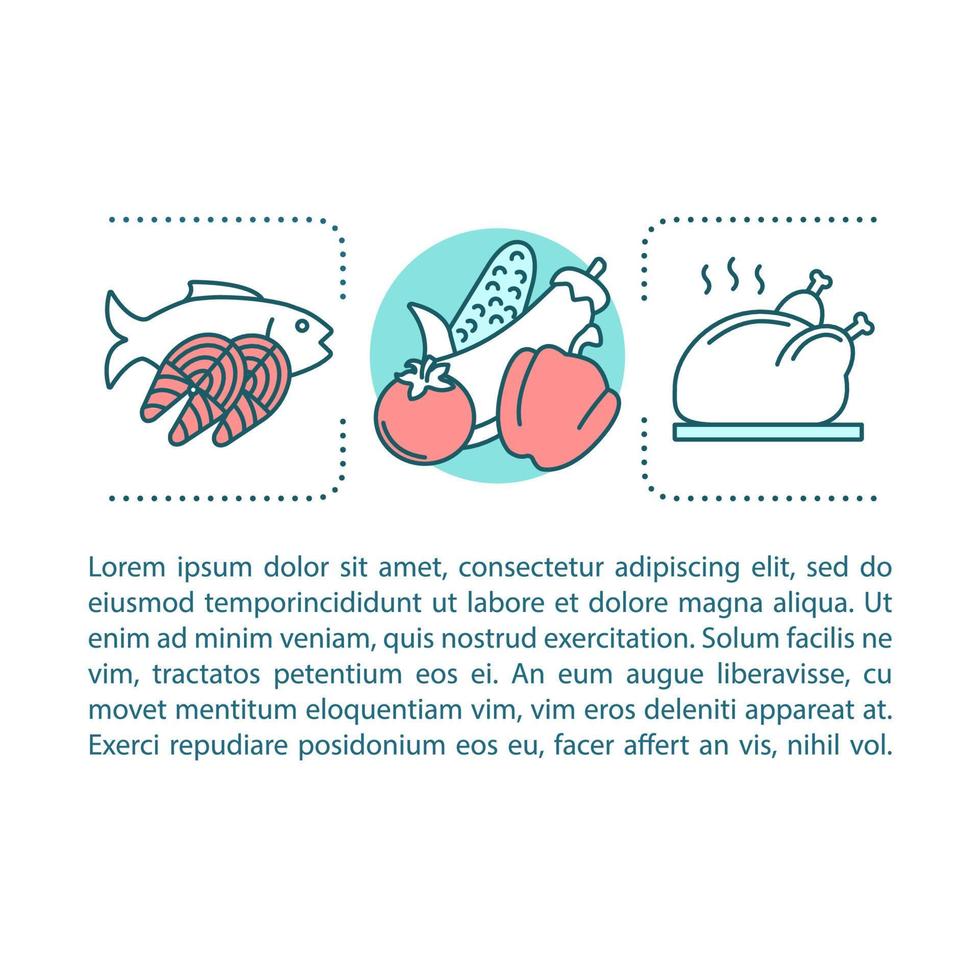 ilustración lineal del concepto de cocina. preparación de comida. artículo, folleto, diseño de página de revista con cuadros de texto. nutrición saludable. cena festiva. diseño de impresión. dibujo de contorno aislado vectorial vector