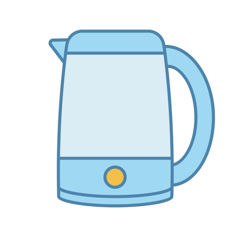 Electric kettle color icon. Hot water pot. Kitchen appliance. Isolated vector illustration