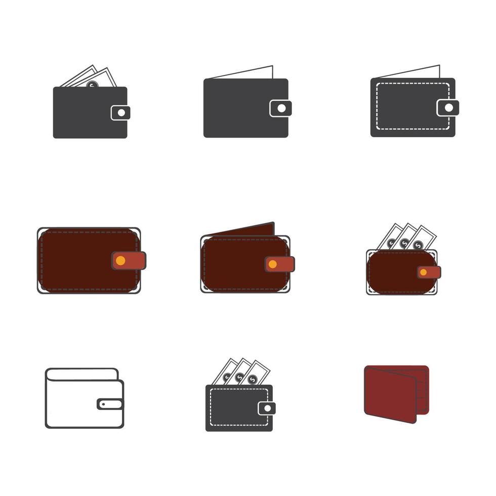 set of wallet money vector