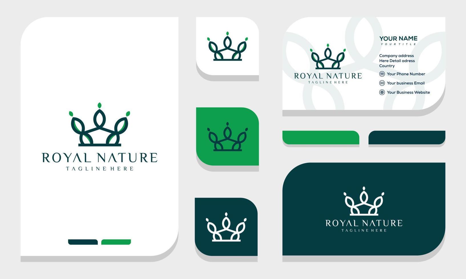 diseño de logotipo de hoja de corona dorada. Diseños de logotipos de ideas creativas plantilla de ilustración vectorial.logotipo y tarjeta de visita vector