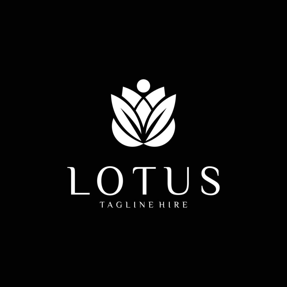 estilo lineal de la plantilla del vector del diseño del logotipo de lujo de la flor de loto. moda salud fitness jardín logotipo concepto icono.