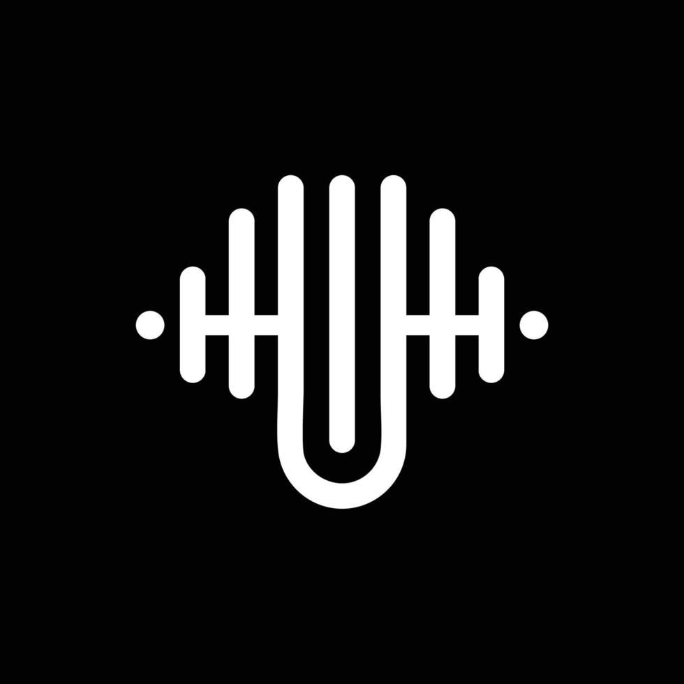 letter U with Pulse music player element. Logo template electronic music, equalizer, store, dj, nightclub, disco. Audio wave logo vector. vector