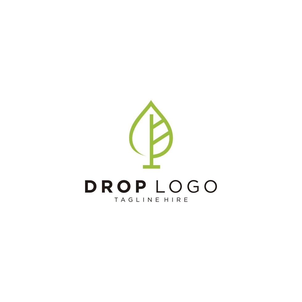 plantilla de vector de diseño de logotipo de gota de agua. logotipo de hoja y árbol