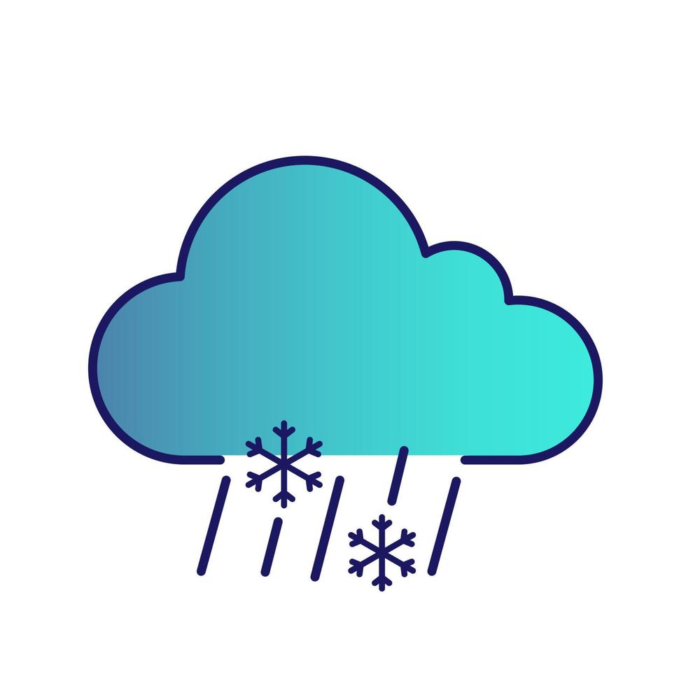 icono de color del tiempo de aguanieve. nieve humeda. mezcla de nieve y lluvia. pronóstico del tiempo. ilustración vectorial aislada vector