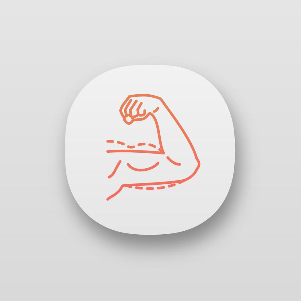 Male arm lift surgery app icon. Brachioplasty for men. Plastic surgery for man. Surgical arm reshaping. UI UX user interface. Web or mobile application. Vector isolated illustration