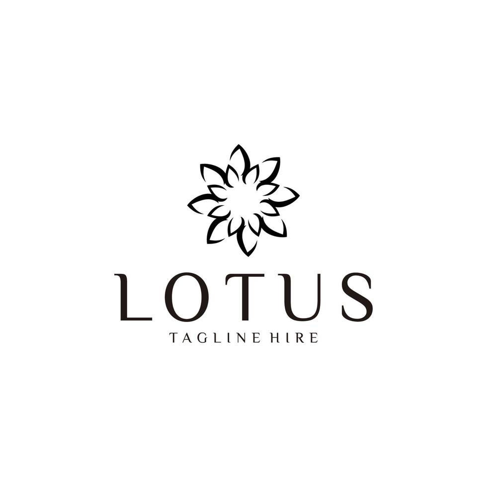 estilo lineal de la plantilla del vector del diseño del logotipo de lujo de la flor de loto. moda salud fitness jardín logotipo concepto icono.