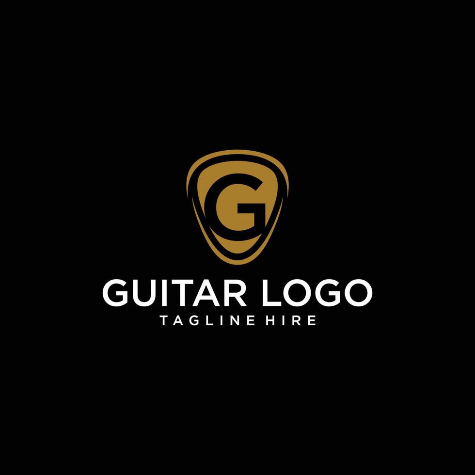 Ilustración de stock vectorial de diseño de logotipo de printguitar. logotipo de la tienda de guitarras vector