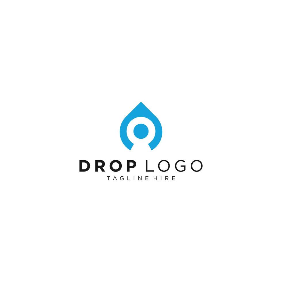 Water drop Logo design vector template Linear style. Blue Droplet lines aqua Logotype icon