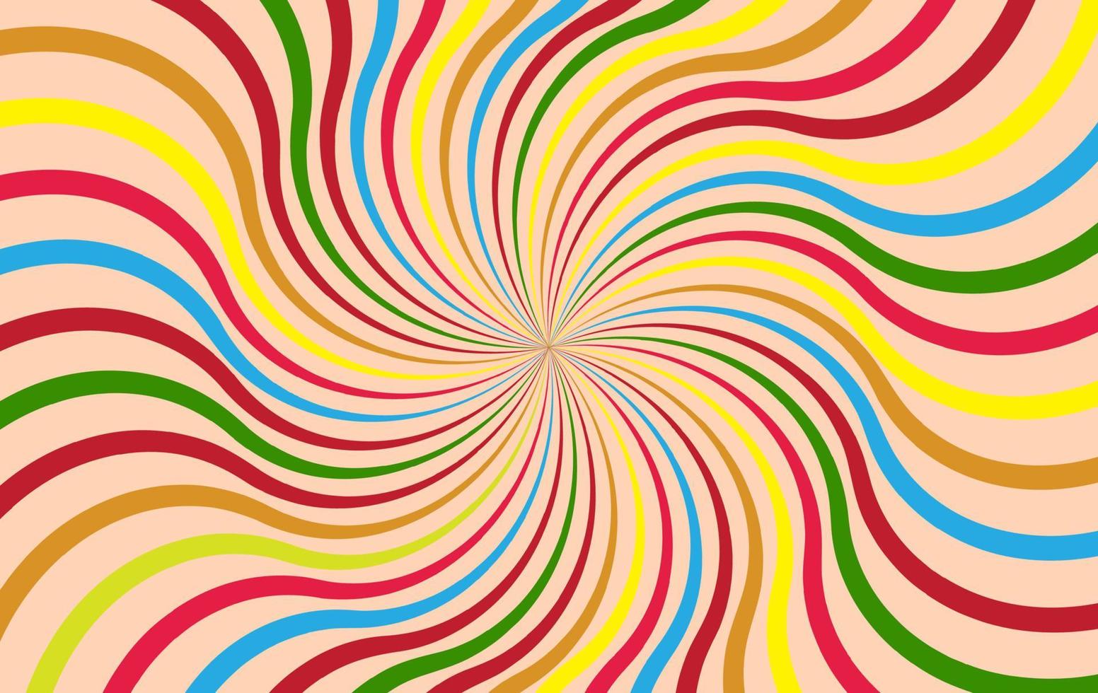 Groovy retro swirl burst, summer and carnival background vector