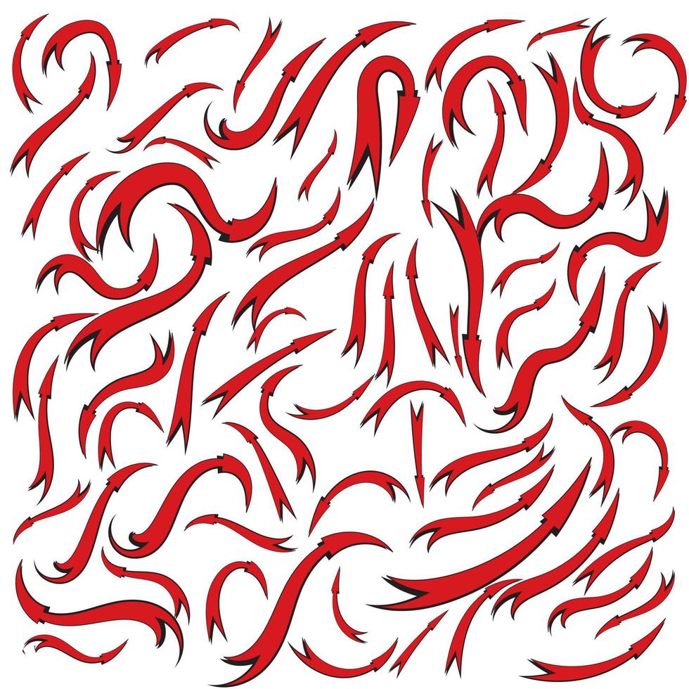 conjunto de flechas con estilo rojo dibujado a mano. vector