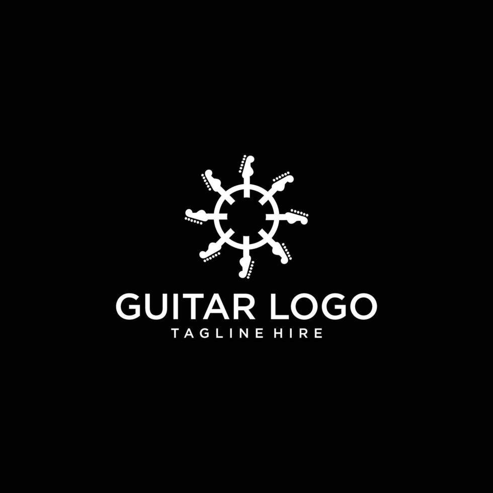 PrintGuitar logo Design Vector Stock Illustration . Guitar Shop Logo