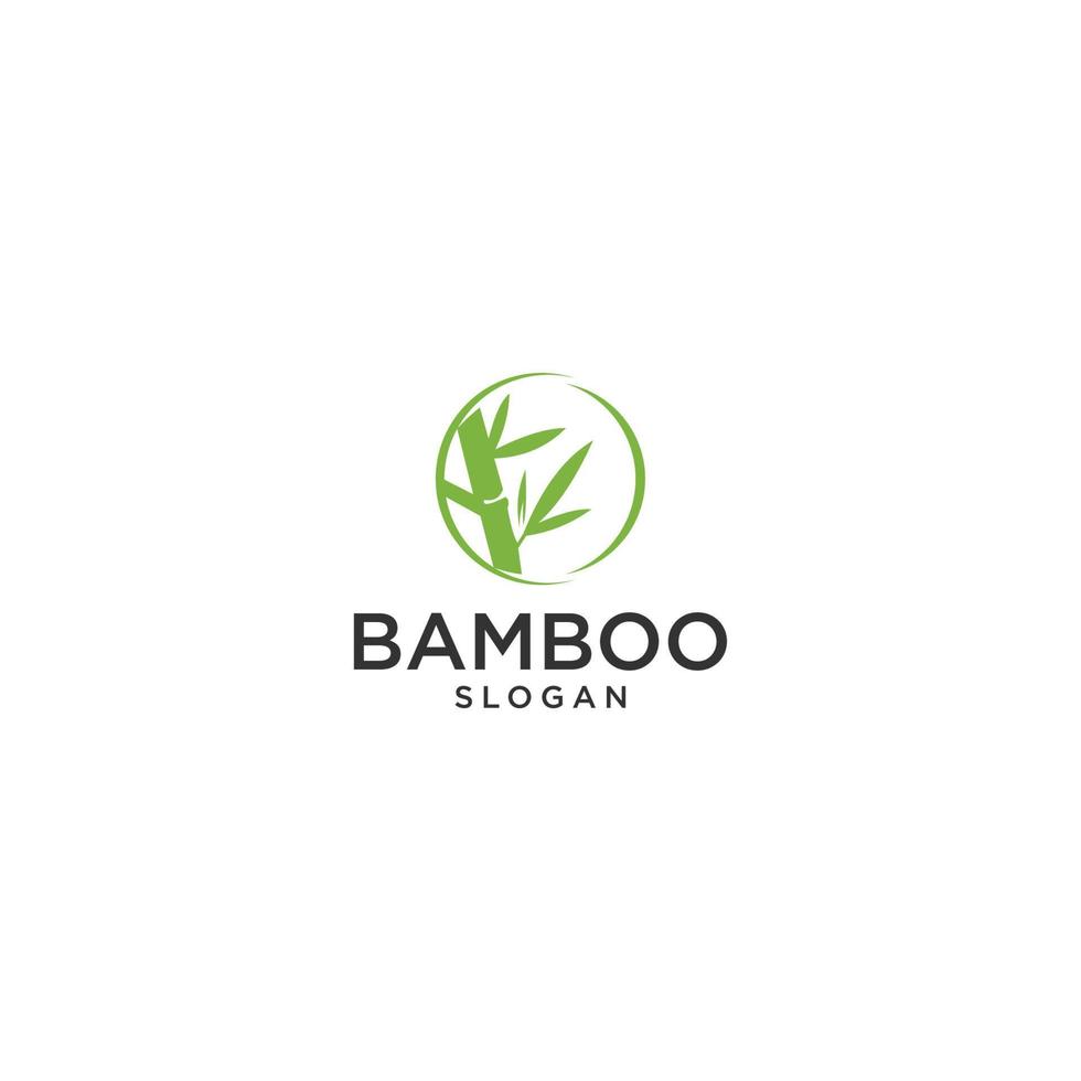 Vector logo, label or emblem with watercolor hand drawn green bamboo plant. Concept for spa and beauty salon, asian massage, cosmetics package, furniture materials.