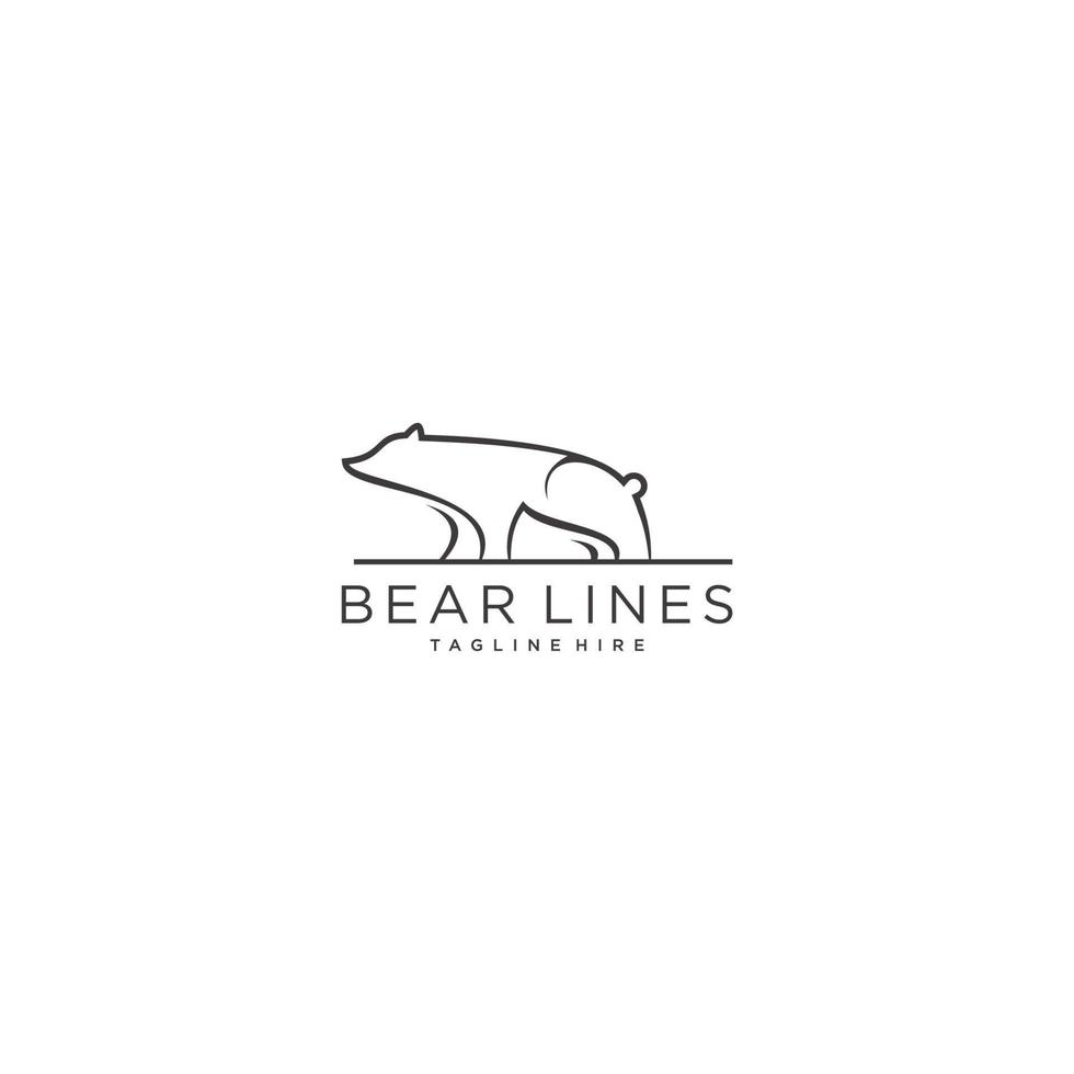 Bear logo template, line art animal vector