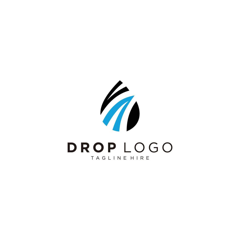 Water drop Logo design vector template Linear style. Blue Droplet lines aqua Logotype icon