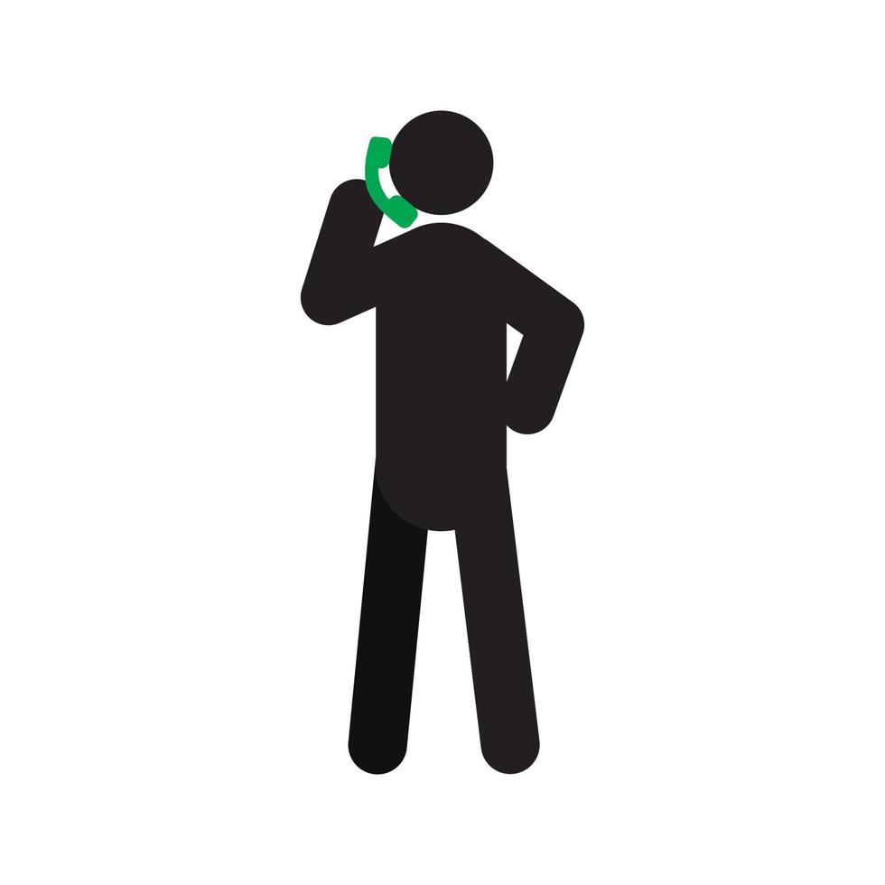 hombre hablando por el icono de la silueta del teléfono. llamada entrante o saliente. ilustración vectorial aislada. centro de llamadas vector