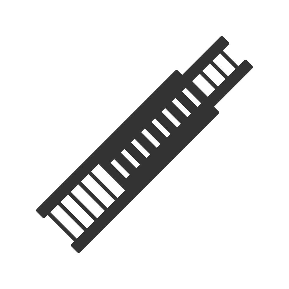 Double extension ladder glyph icon. Firefighting equipment. Silhouette symbol. Negative space. Vector isolated illustration