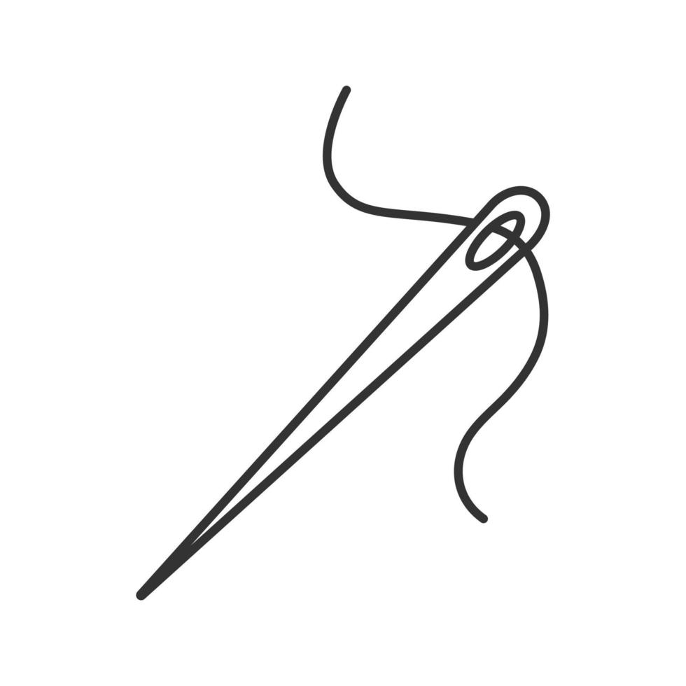 aguja de coser con icono lineal de hilo. ilustración de línea delgada. sastrería. símbolo de contorno dibujo de contorno aislado vectorial vector