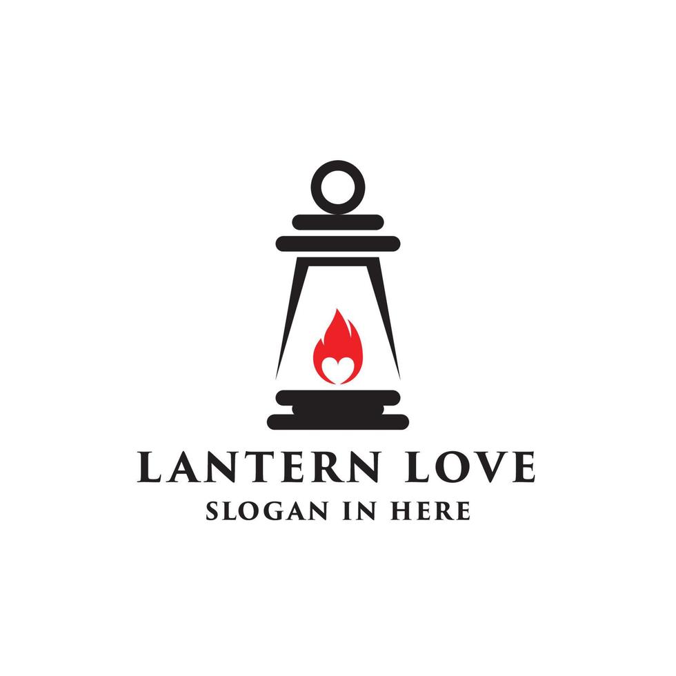 Lantern Logo with flame icon inside vector illustration design