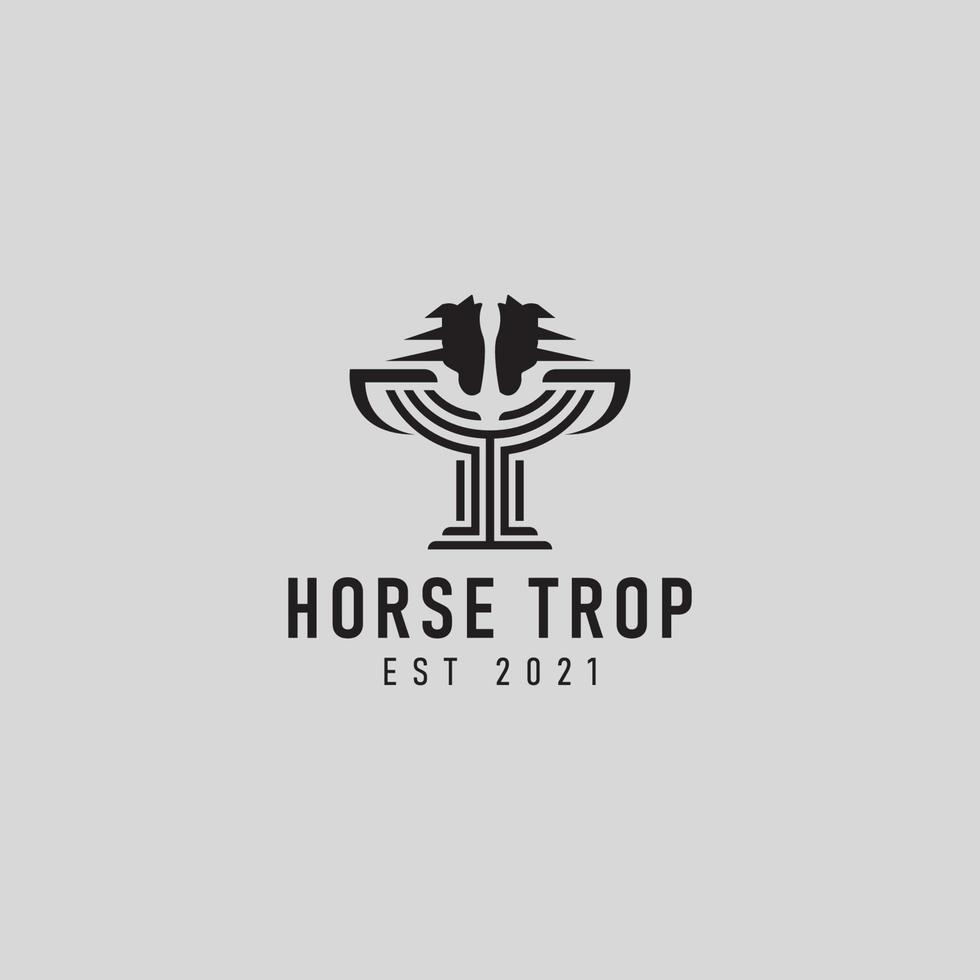 Ilustración de diseño de logotipo de campeón de trofeo de caballo vector