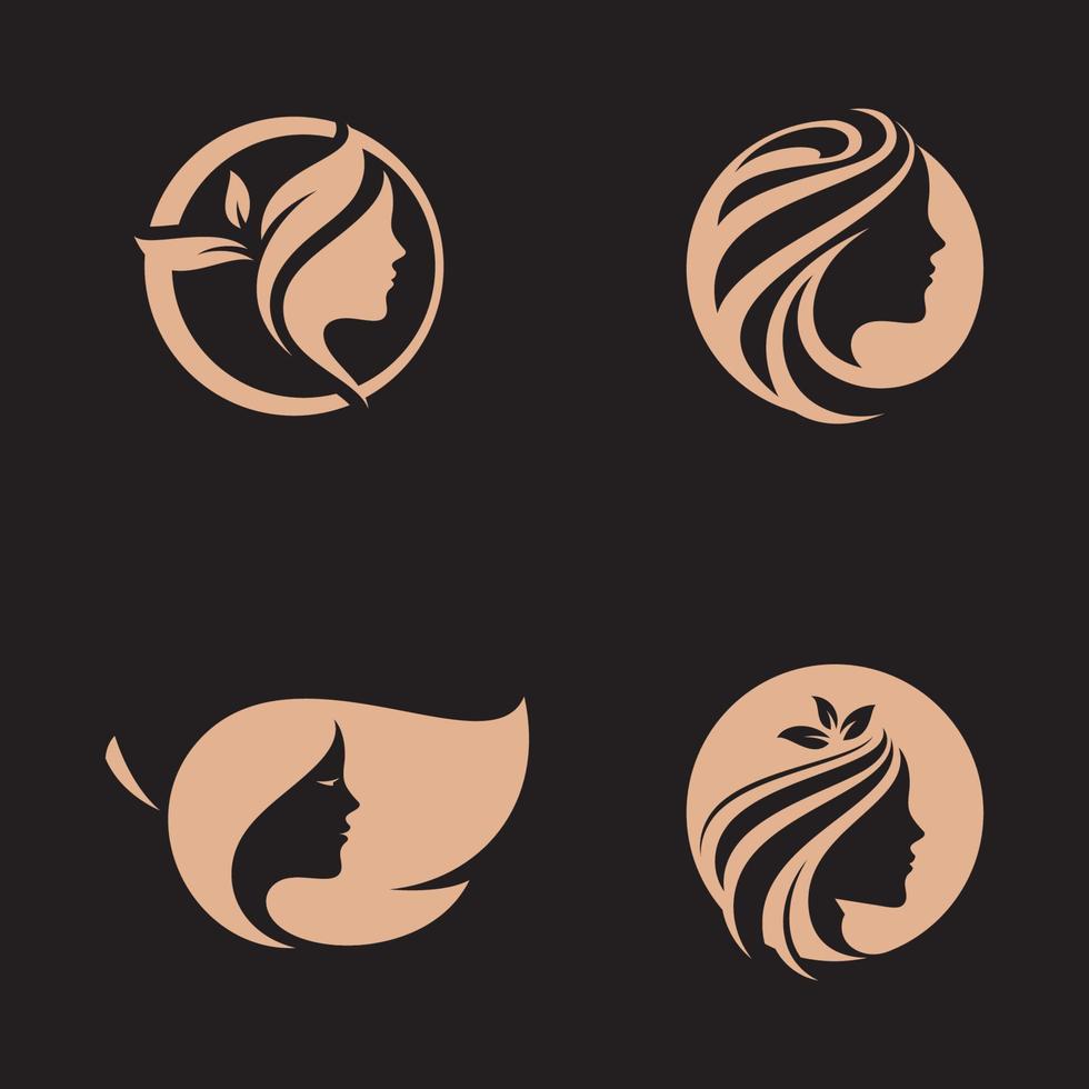 vector de lujo de diseño de logotipo de peluquería de mujer