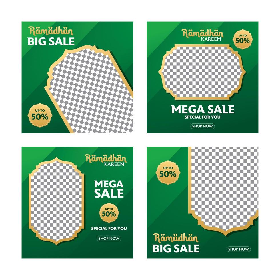 Editable templates for promotions on the Ramadan holidays, for post on social media, there is space for product photos in Islamic form. vector