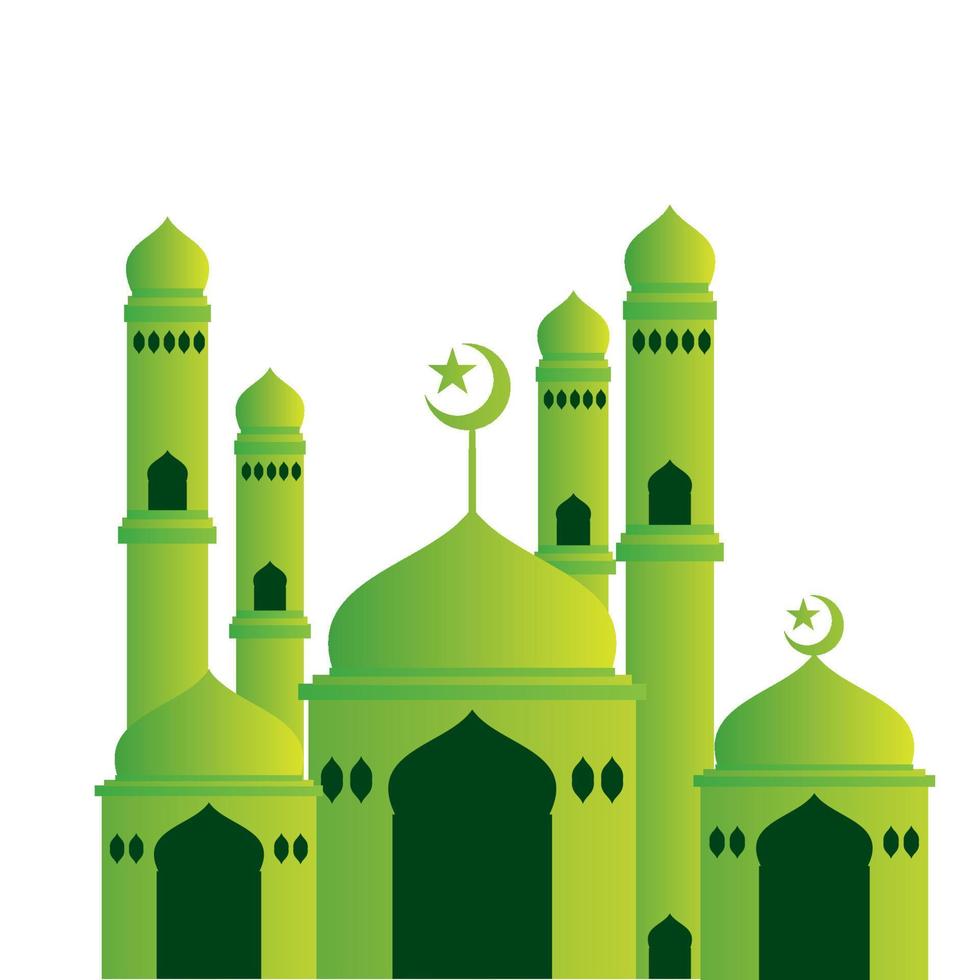 ilustración vectorial de mezquita verde en fondo blanco vector