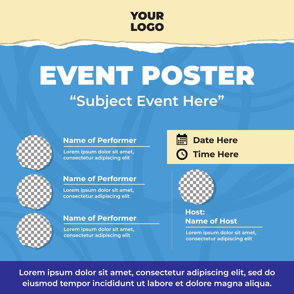 Event Poster for Corporate Meeting, Online Courses, Master Class, Webinar, Business Event Announcement, Seminar, Presentation, Lecture, Business Convention. vector