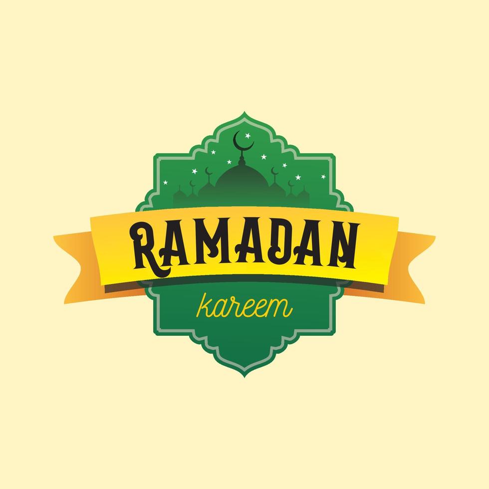 islamic badge in green and yellow color vector