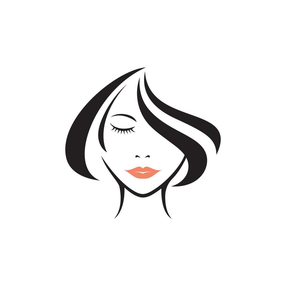 Beauty women long hair style icon vector