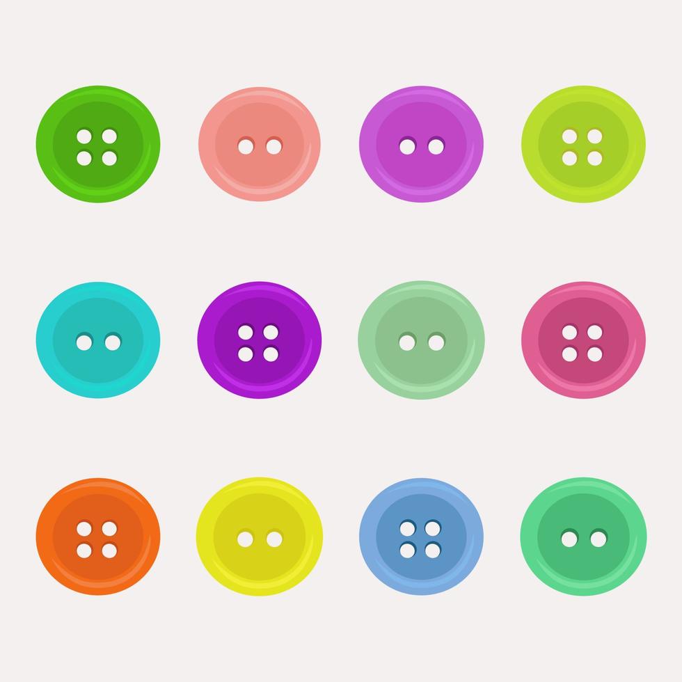 Set of colorful sewing buttons. vector