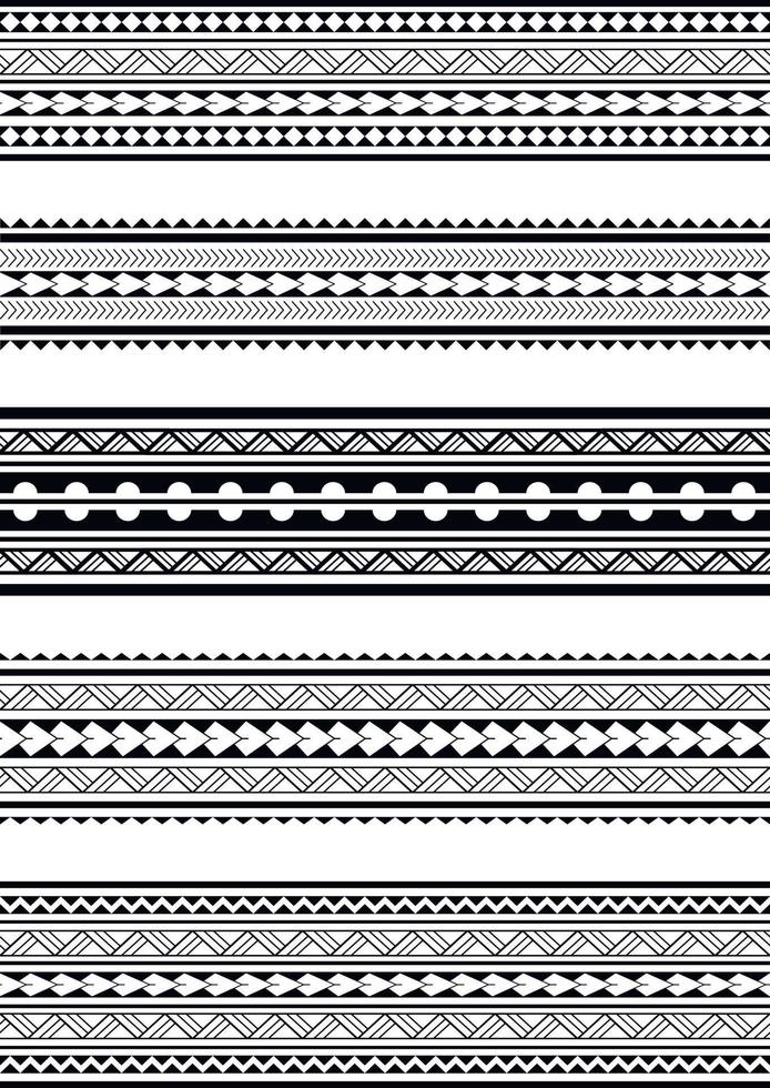 Set of maori polynesian tattoo bracelets border. Tribal sleeve seamless pattern vector. Samoan bracelet tattoo design for arm or foot. vector