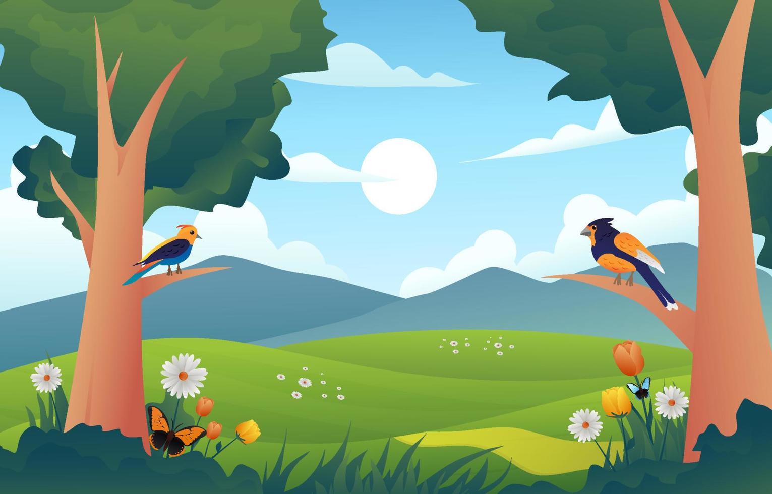 Background of Spring Bird vector