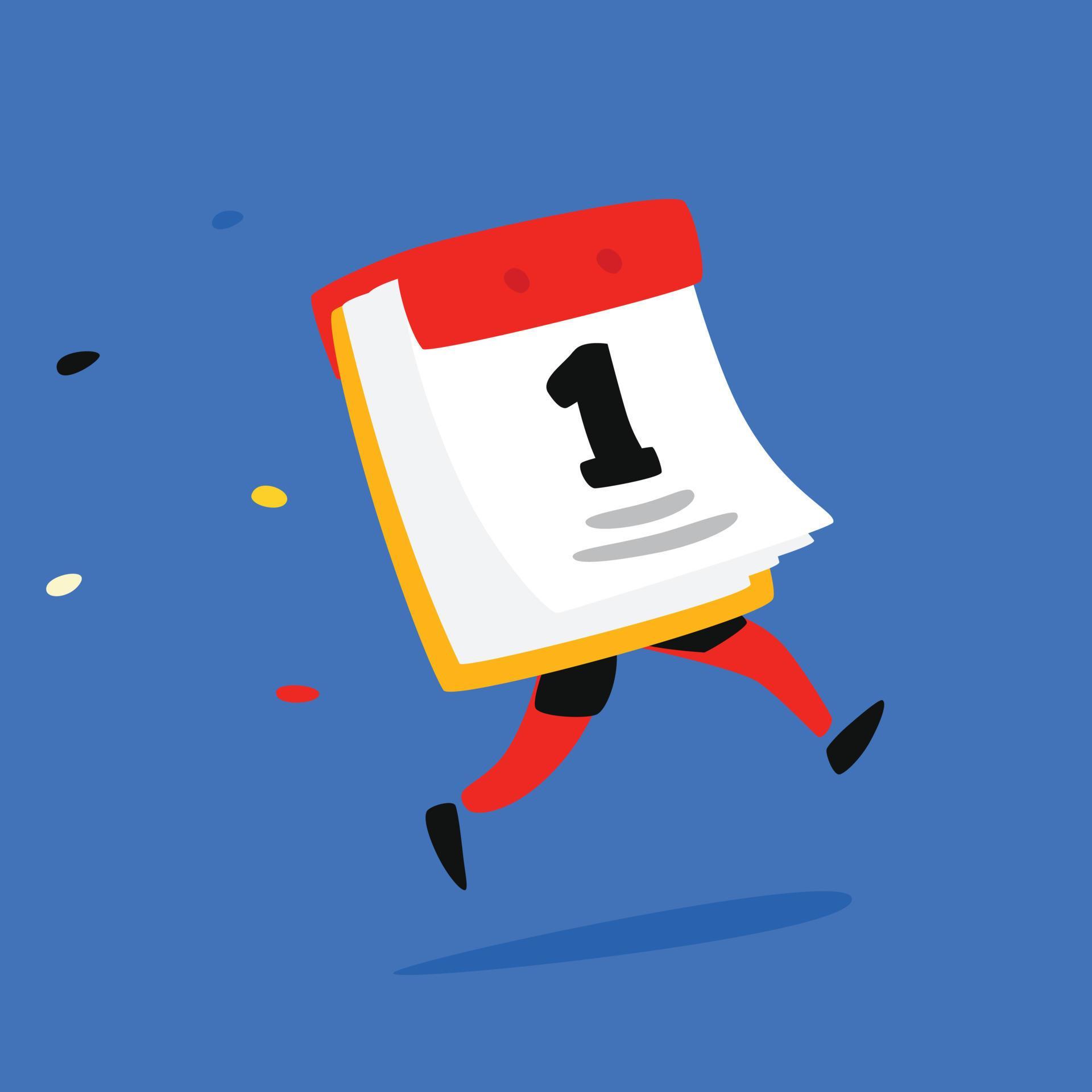 Icon running calendar. Vector. Logo. Funny illustration of a paper tear