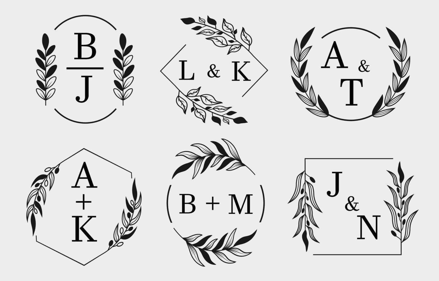 Collection Set of Wedding Monogram vector