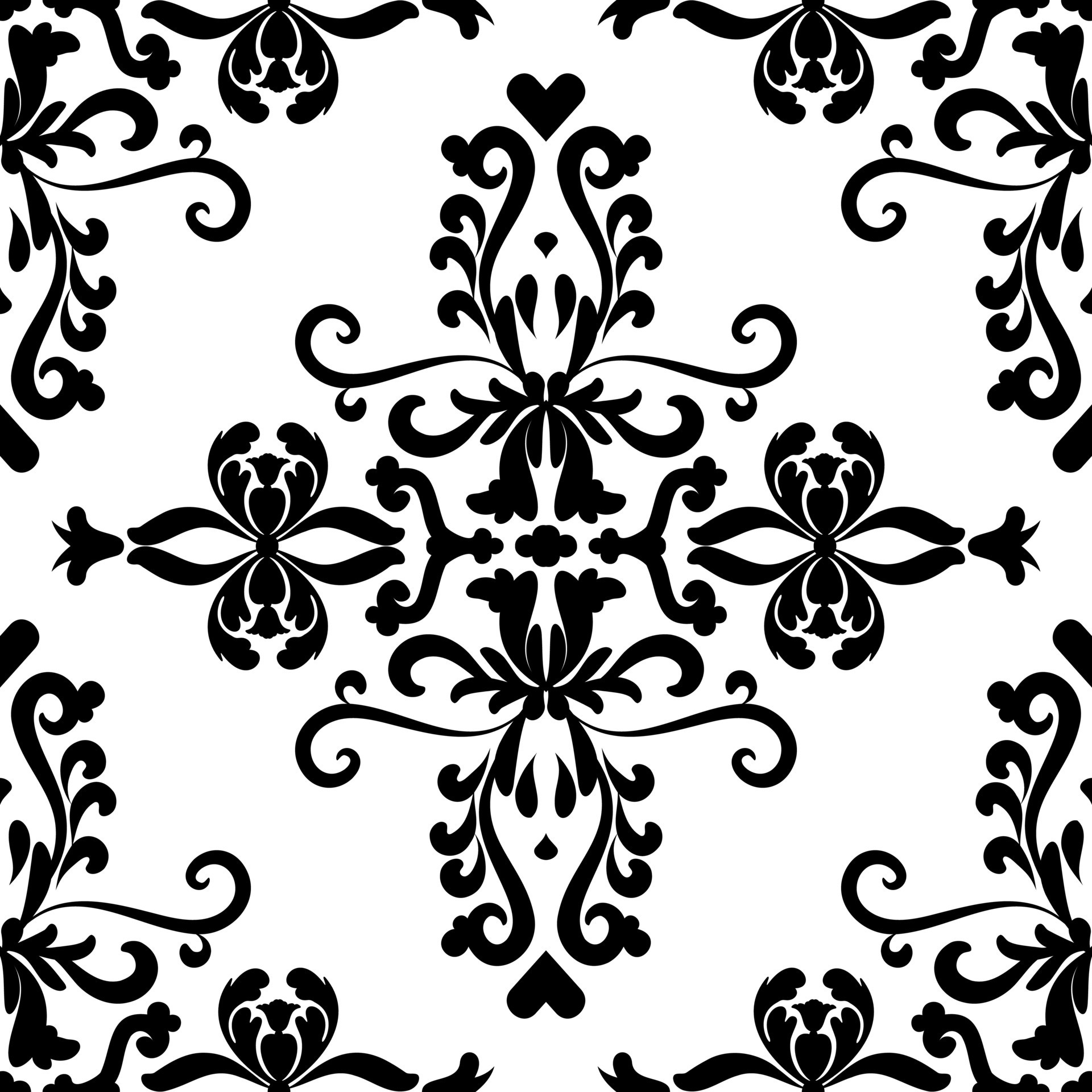Filigree Damask Seamless Pattern. Black and White. Decorative texture