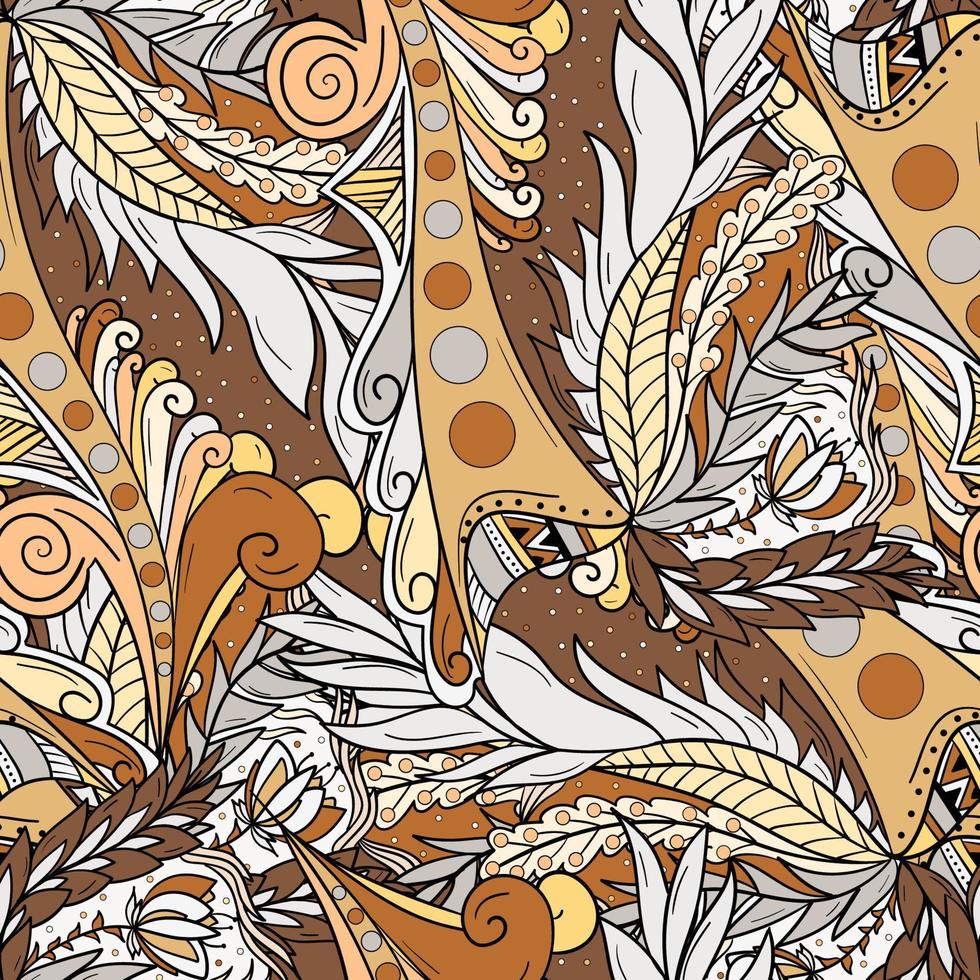 Seamless pattern background with abstract leaves and flower vector