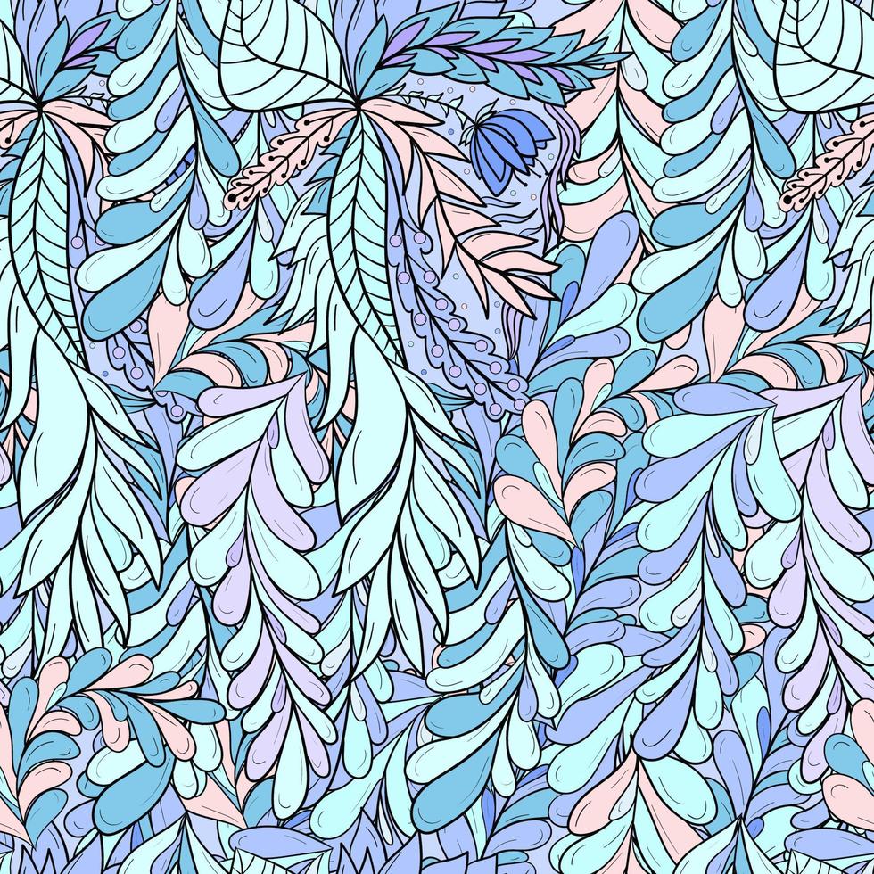 Seamless pattern background with abstract leaves and flower vector