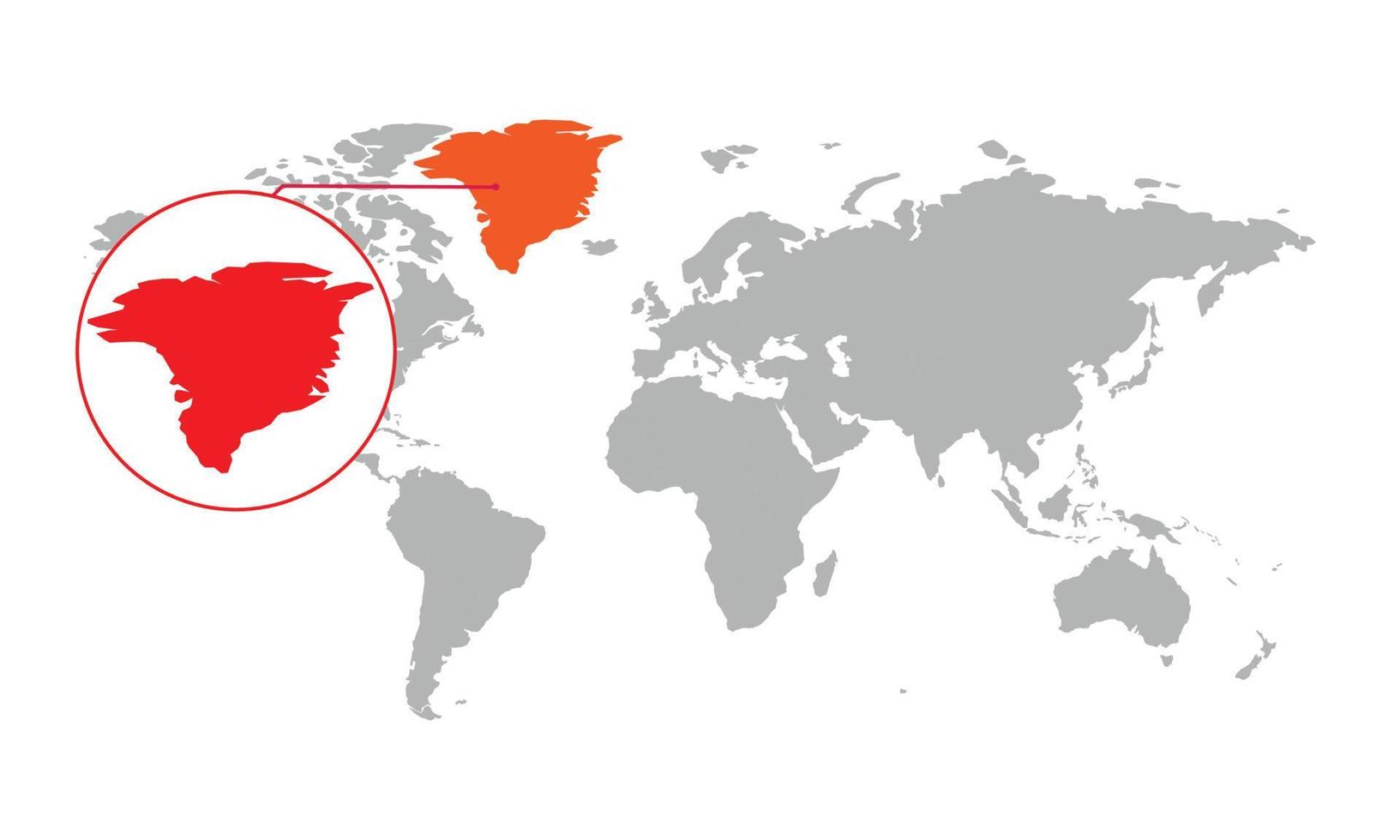 Enfoque del mapa de Groenlandia. mapa del mundo aislado. aislado sobre fondo blanco. ilustración vectorial vector