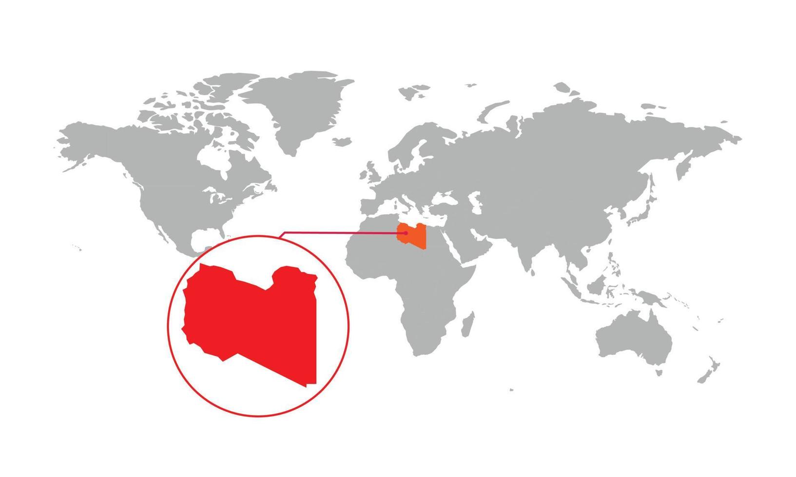 Libya map focus. Isolated world map. Isolated on white background. Vector illustration.