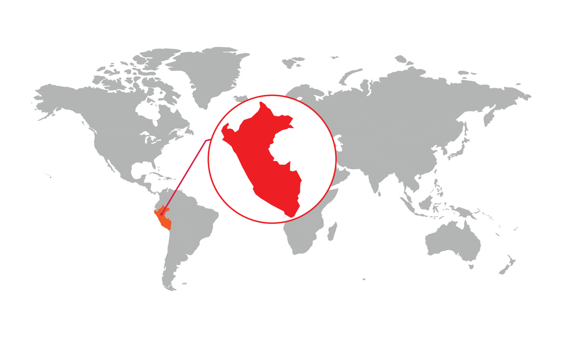 World Map Peru Peru Map Focus Isolated World Map Isolated On White Background Illustration Vector