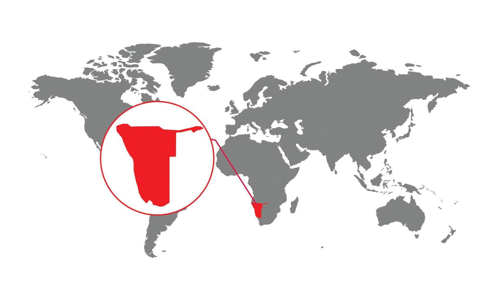 foco del mapa de namibia. mapa del mundo aislado. aislado sobre fondo blanco. ilustración vectorial vector