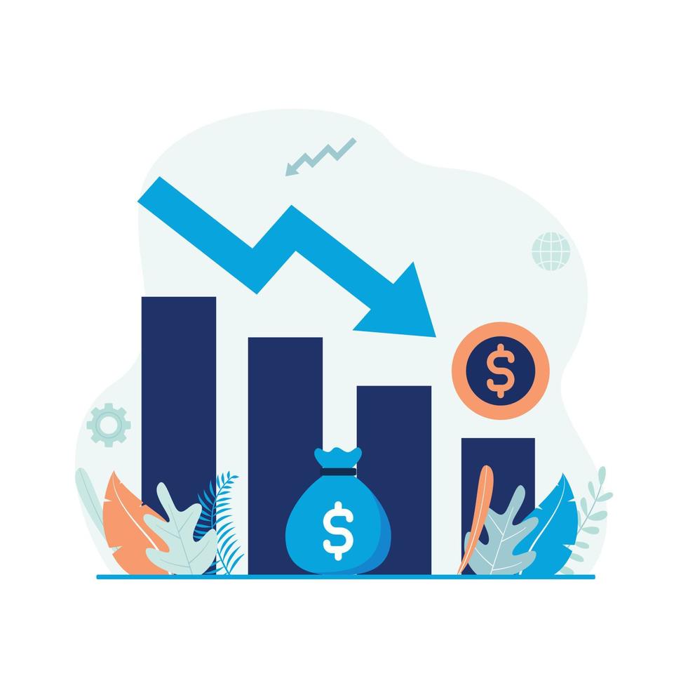 Bankruptcy and business loss vector illustration. Flat design suitable for many purposes.