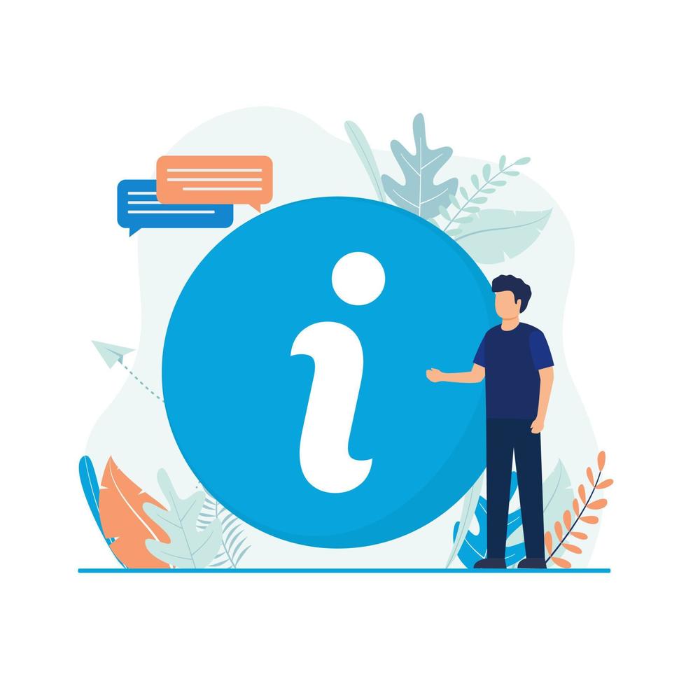 Call center operators carrying communication icons. Vector illustration, conceptual illustration of people, online communication, getting help information, answering questions.