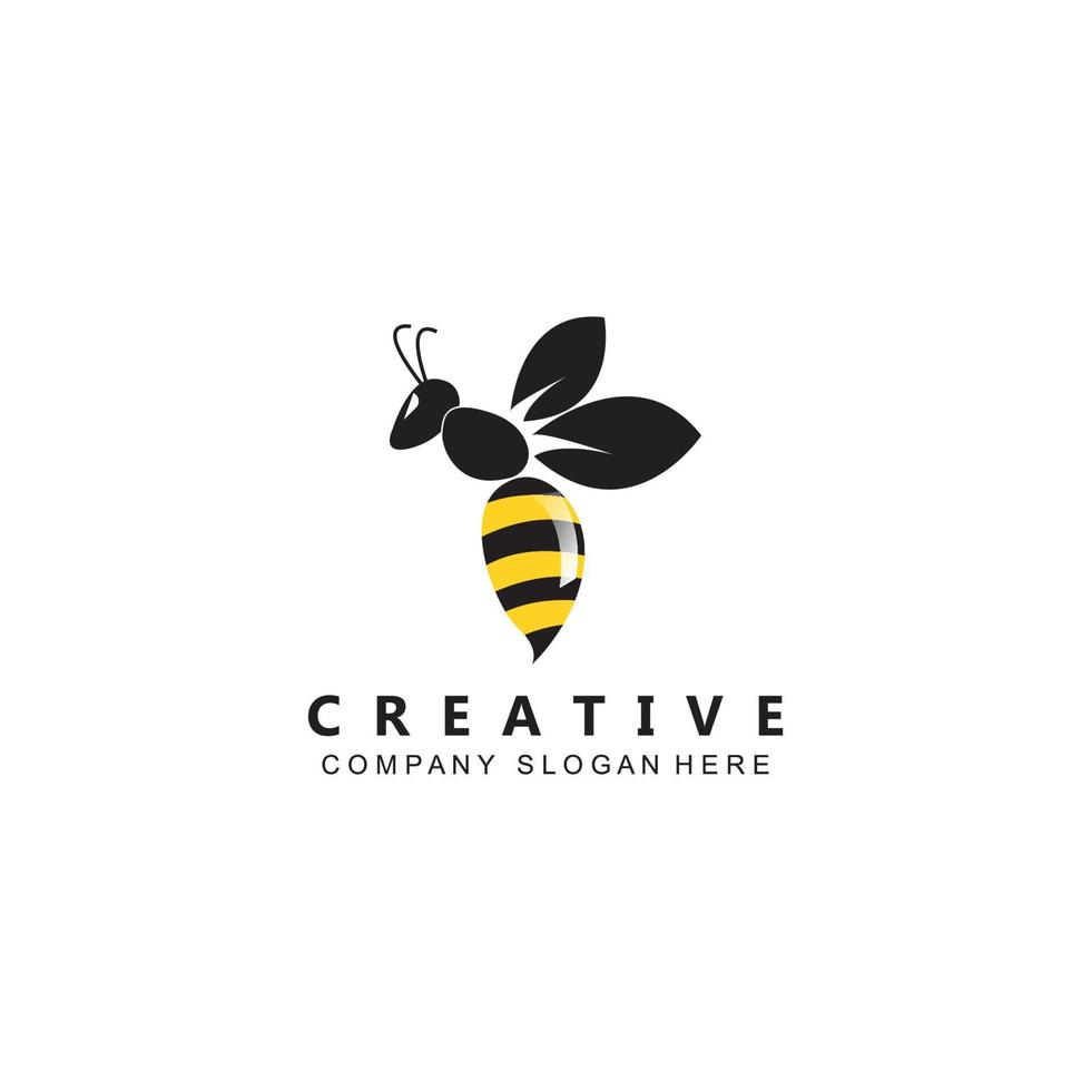 simple yellow honey bee free icon vector logo