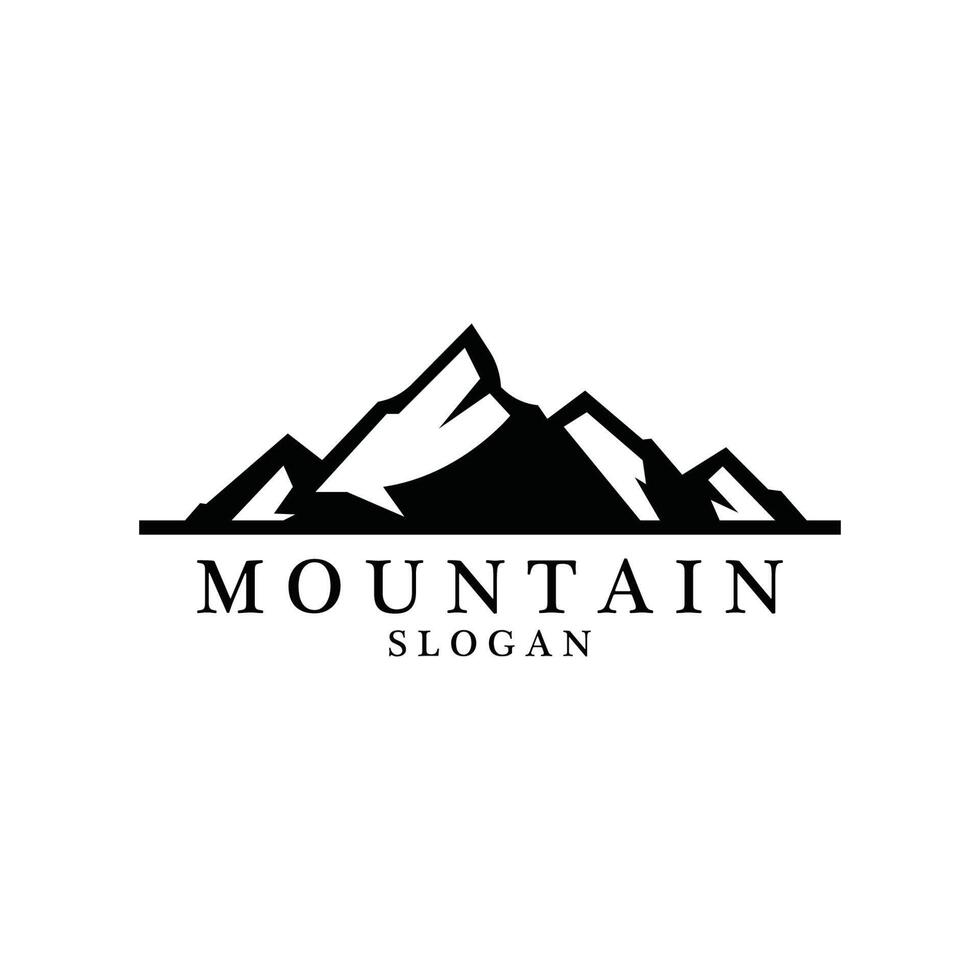 diseño vectorial del logotipo con vistas a la montaña al amanecer para aventuras en la naturaleza al aire libre vector