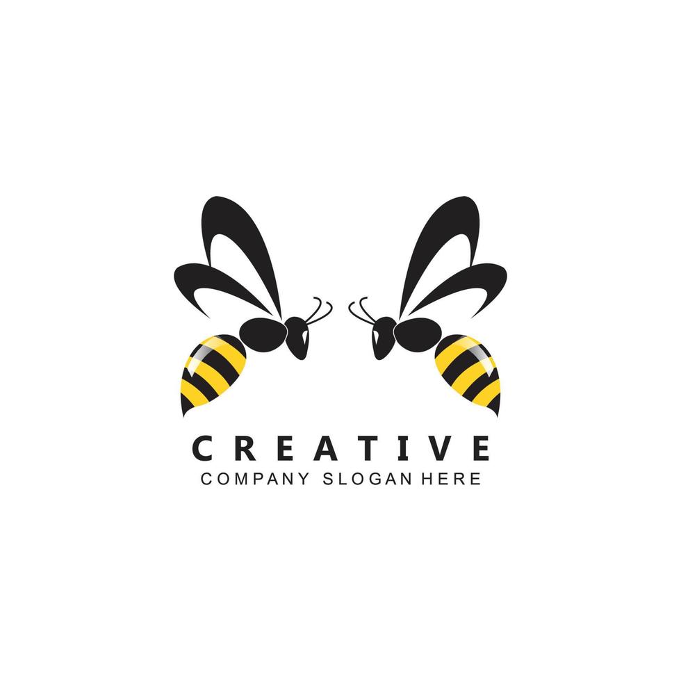 simple yellow honey bee free icon vector logo